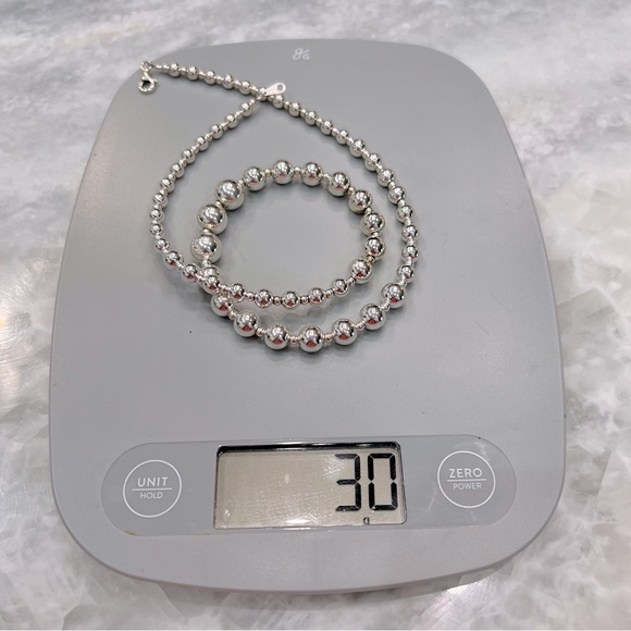 Sterling Silver Graduated Beaded Ball Necklace - Picture 9 of 12